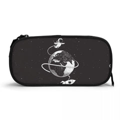Cartoon Spaceman Pencil Case Double Cabinet Boys Girls Cosmetic Bag