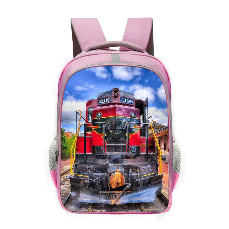 Steam Locomotive Train Print Backpack Teen School Bags Book Bag