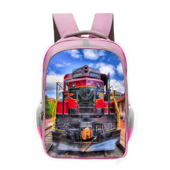 Steam Locomotive Train Print Backpack Teen School Bags Book Bag