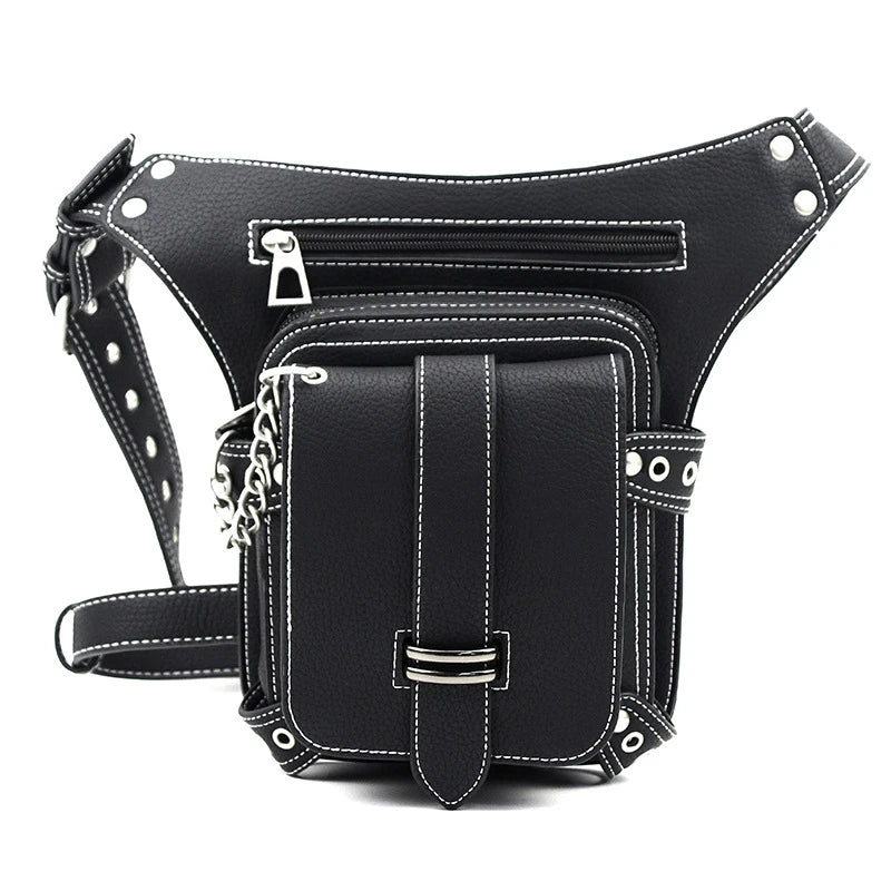 Steampunk Rock Waist Leg Hip Belt Bag Women Chain Rivet Messenger
