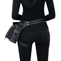 Steampunk Rock Waist Leg Hip Belt Bag Women Chain Rivet Messenger