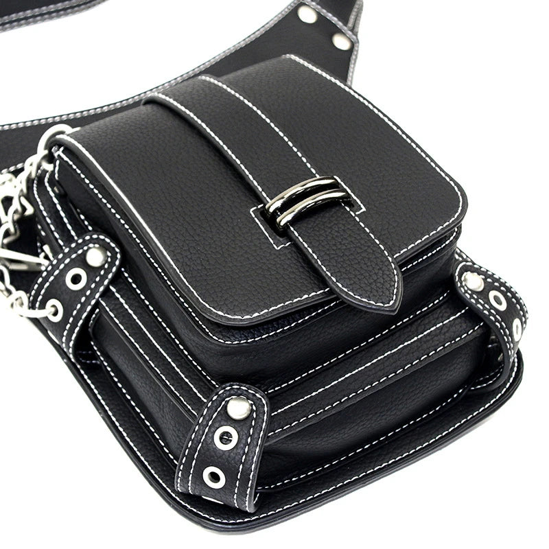 Steampunk Rock Waist Leg Hip Belt Bag Women Chain Rivet Messenger