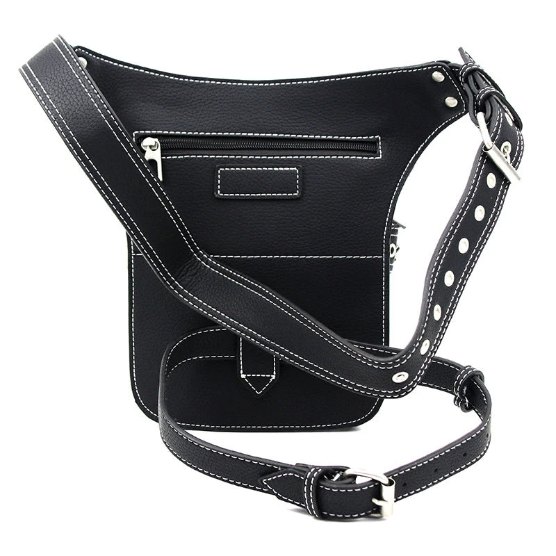 Steampunk Rock Waist Leg Hip Belt Bag Women Chain Rivet Messenger
