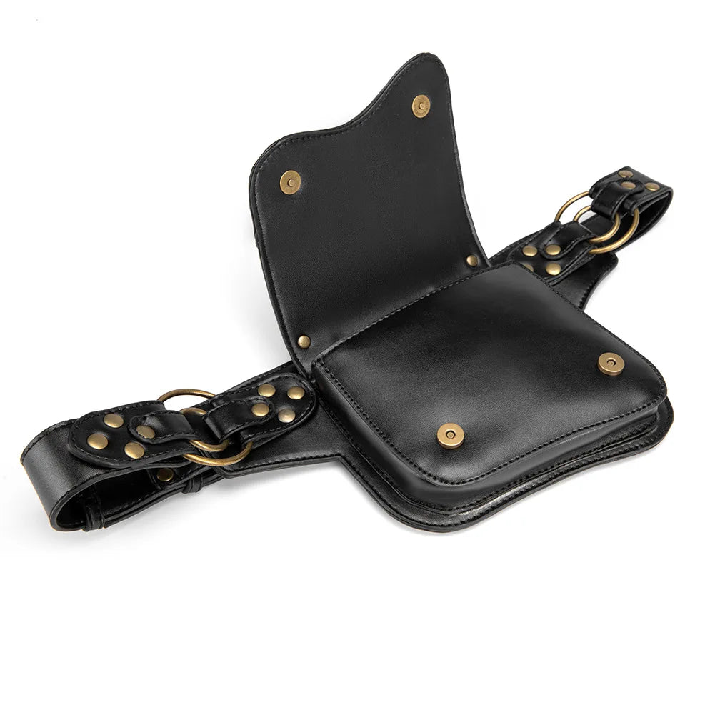 Steampunk Motorcycle Men's Chest Bag Outdoor Leisure Mobile Phone Pocket Waist B