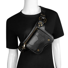 Steampunk Motorcycle Men's Chest Bag Outdoor Leisure Mobile Phone Pocket Waist B
