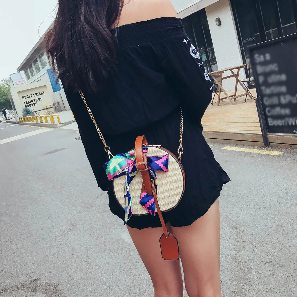 Steel Straw Beach Bag Ladies Shoulder Crossbody Bags for Women