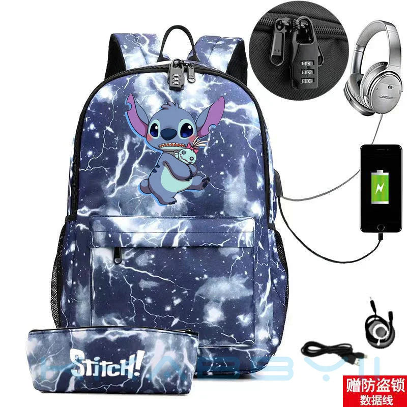 Stitch Backpack Cosplay Cartoon Travel Shoulder Bags Teens School Bags