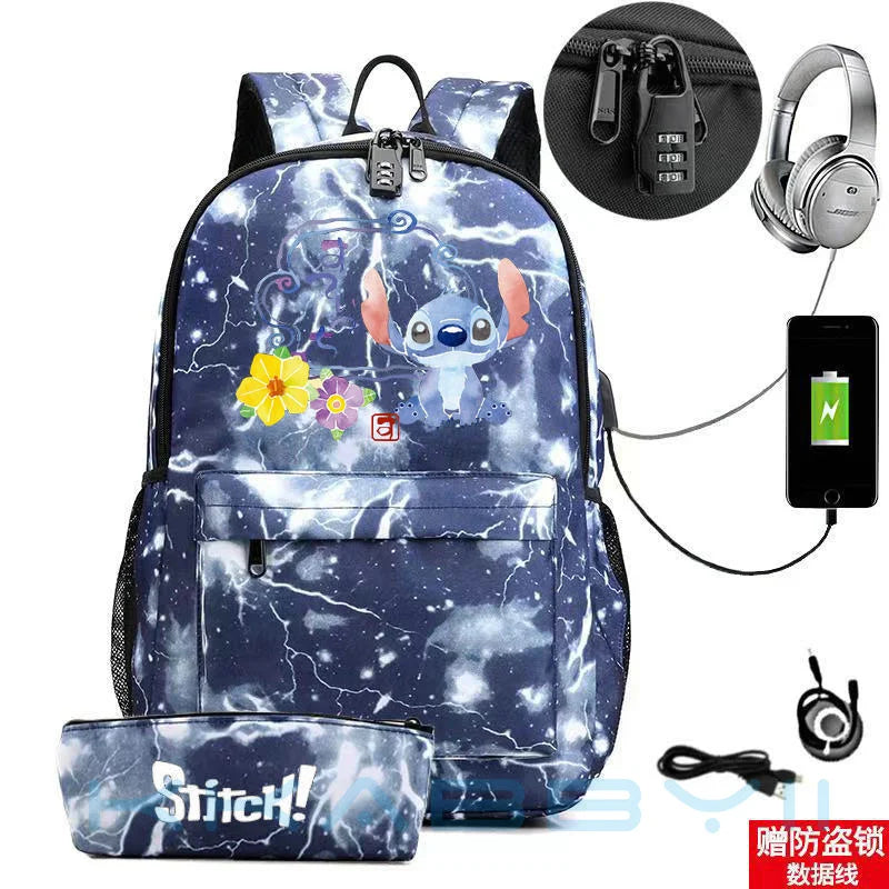 Stitch Backpack Cosplay Cartoon Travel Shoulder Bags Teens School Bags