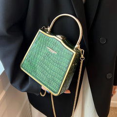 Stone Box Bags Metal Short Handle Women Handbag Shoulder