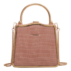 Stone Box Bags Metal Short Handle Women Handbag Shoulder