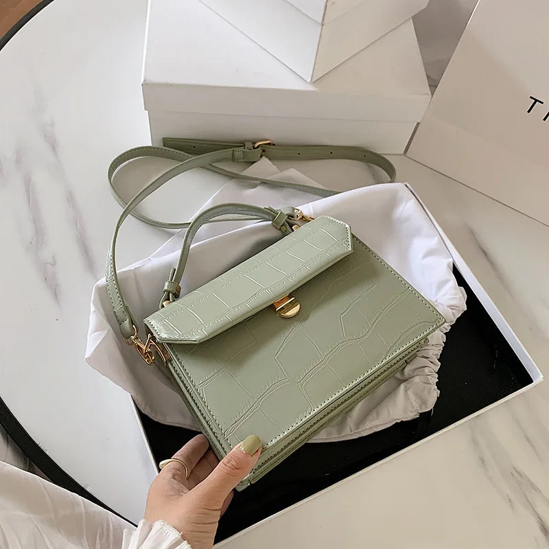 Stone Patent Crossbody Bag for Women Small Handbag PU Leather Ladies Evening Bag