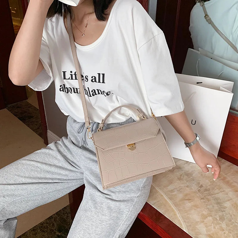 Stone Patent Crossbody Bag for Women Small Handbag PU Leather Ladies Evening Bag