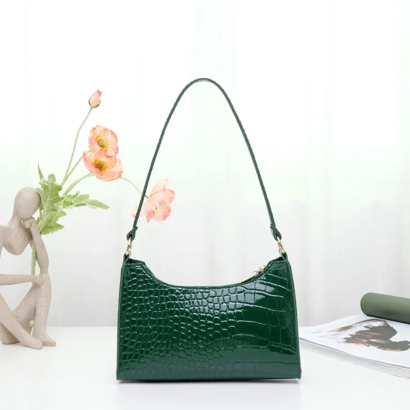 Stone Patent Crossbody Bag Women Small Handbag PU Leather Evening Bag