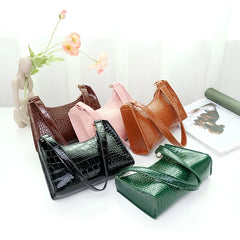 Stone Patent Crossbody Bags for Women Small Handbag Small Bag PU Leather Hand Ba