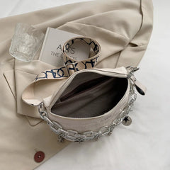 Stone Pattern Chain Waist Bags Women's Leather Fanny Pack