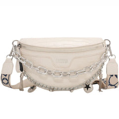 Stone Pattern Chain Waist Bags Women's Leather Fanny Pack