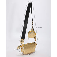 Stone Pattern Crossbody Bag Women Shoulder Bag PU Leather Handbag 2-Piece Set