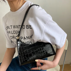Stone Pattern PU Leather Shoulder Underarm Bags for Women