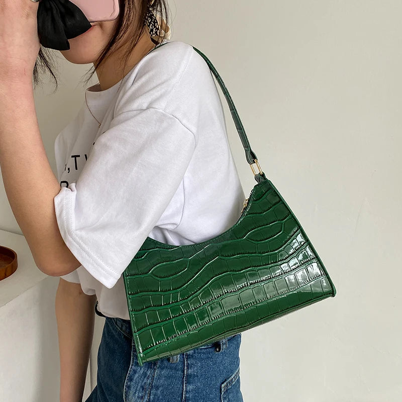 Stone Pattern PU Leather Shoulder Underarm Bags for Women