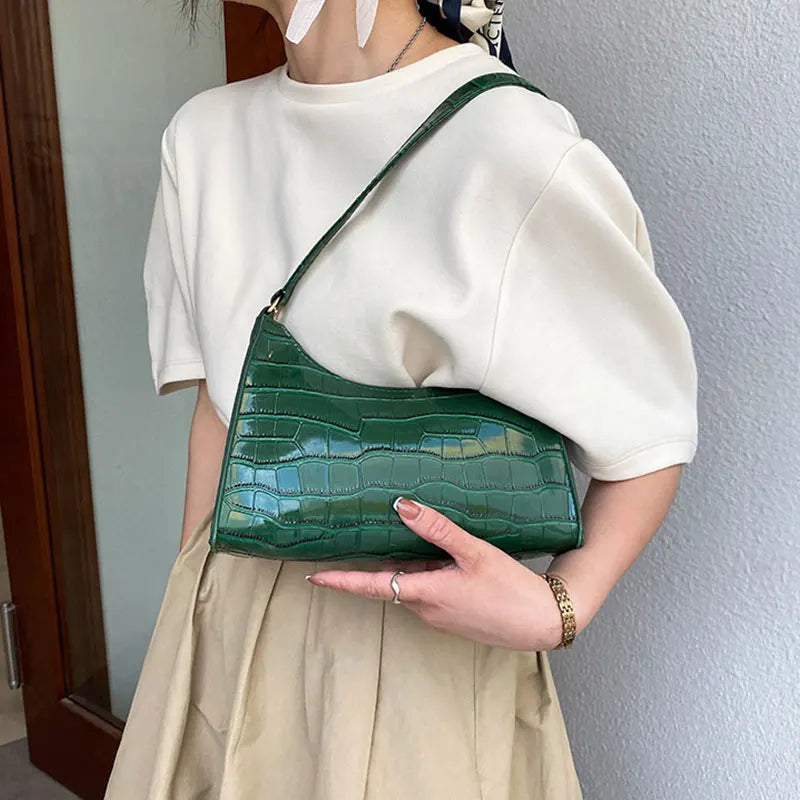Stone Pattern PU Leather Shoulder Underarm Bag