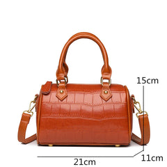 Vintage Stone Pattern Leather Handbag Women's Shoulder Messenger Bag
