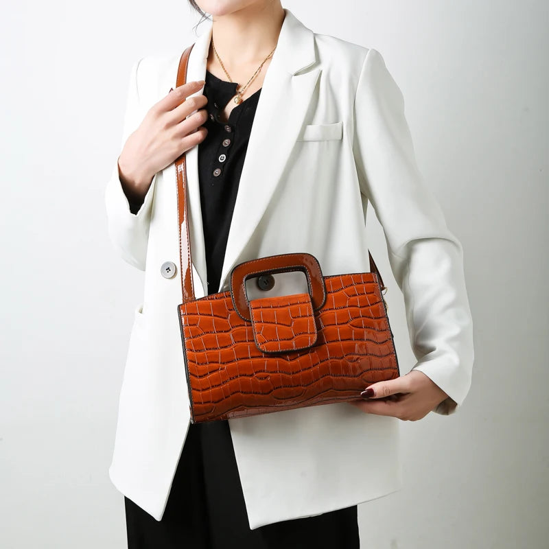 Stone Pattern Small Crossbody Bag Flap Shoulder Clutch Ladies Purse
