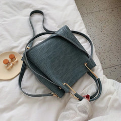 Stone Pattern PU Leather Bucket Bag