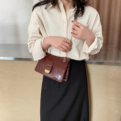 Stone Pattern PU Leather Crossbody Bags for Women Small Shoulder Bag