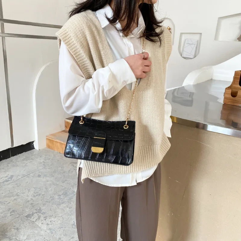 Stone Pattern PU Leather Crossbody Bags for Women Small Shoulder Bag