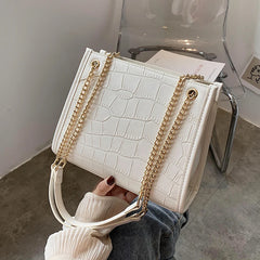 Stone Pattern PU Leather Shoulder Bags For Women Chains Crossbody Bag