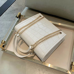 Stone Pattern PU Leather Shoulder Bags For Women Chains Crossbody Bag