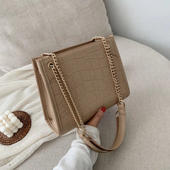 Stone Pattern PU Leather Shoulder Bags For Women Chains Crossbody Bag