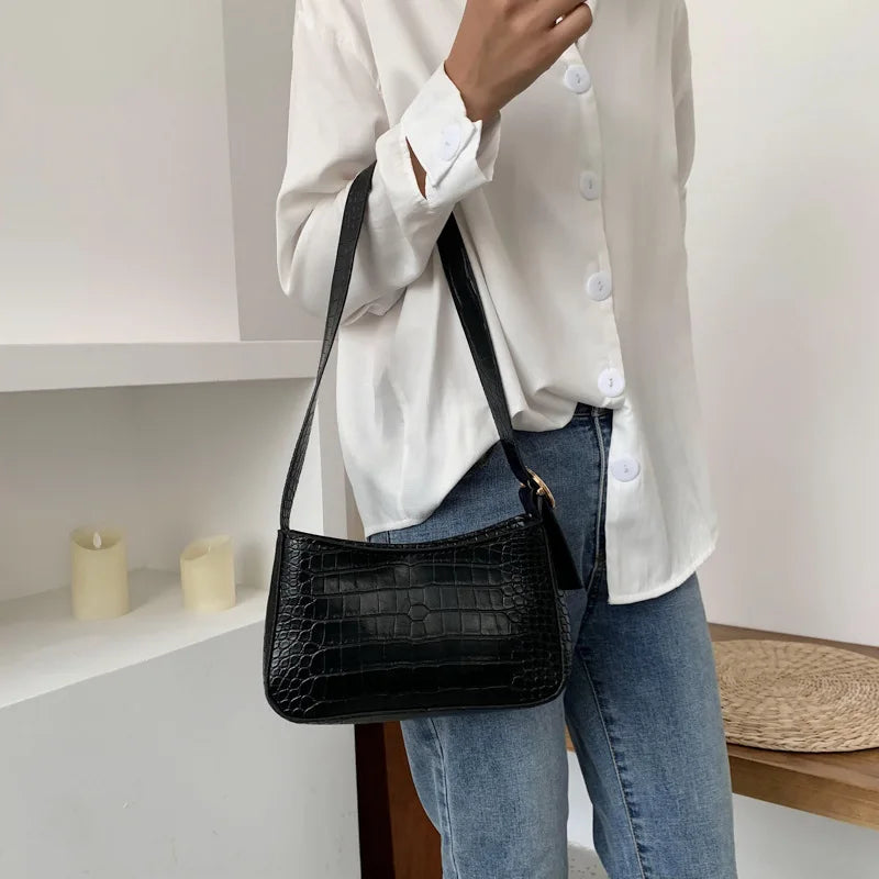 Stone Pattern Retro PU Leather Crossbody Bags for Women Small Shoulder Messenger