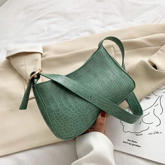 Stone Pattern Retro PU Leather Crossbody Bags for Women Small Shoulder Messenger