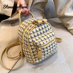 Small Stone Pattern PU Backpack for Women Travel