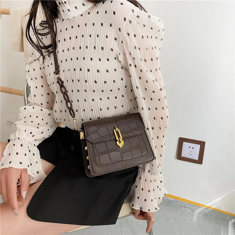 Stone Pattern Crossbody Bag Women Handbag Shoulder Bag PU Leather Hand Bag