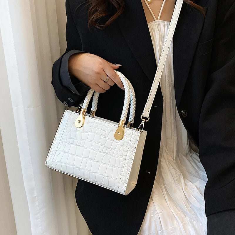 Stone Pu Leather Crossbody Bags for Women Small Tote Shoulder Bag