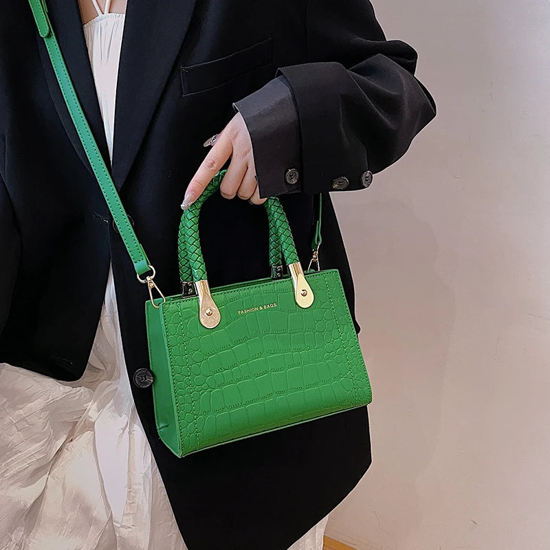Stone Pu Leather Crossbody Bags for Women Small Tote Shoulder Bag