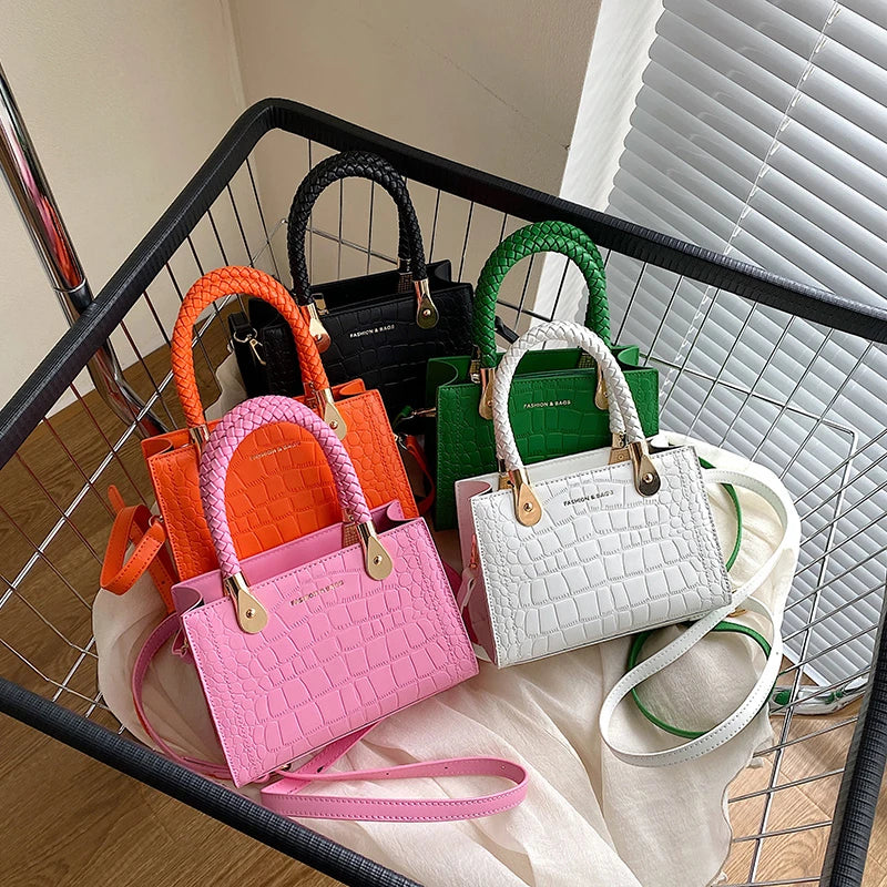 Stone Pu Leather Crossbody Bags for Women Small Tote Shoulder Bag