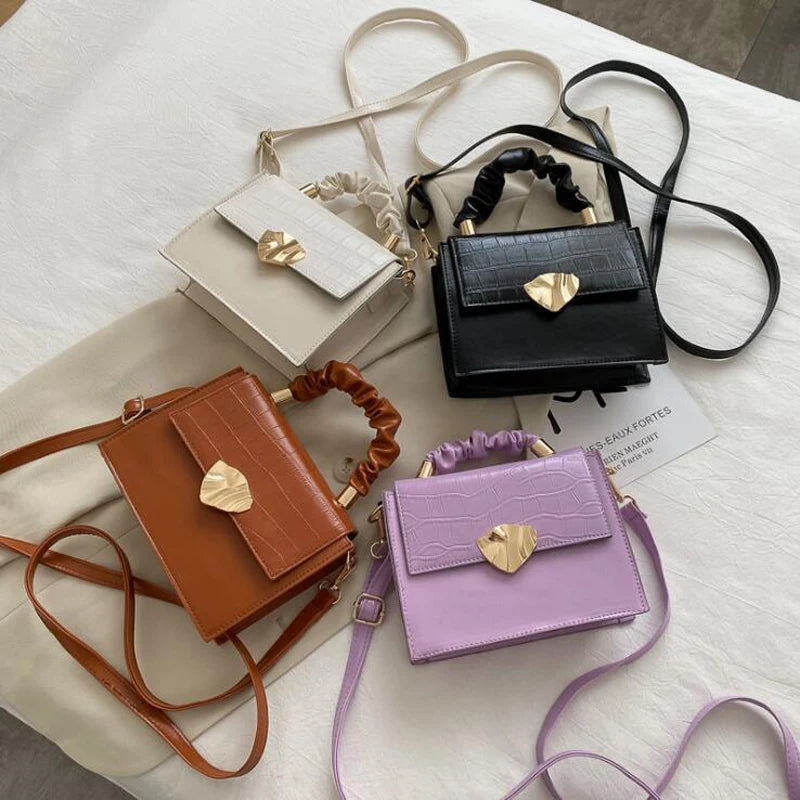 Stone Grain Messenger Bag Lady Shoulder Bag PU Leather Handbag