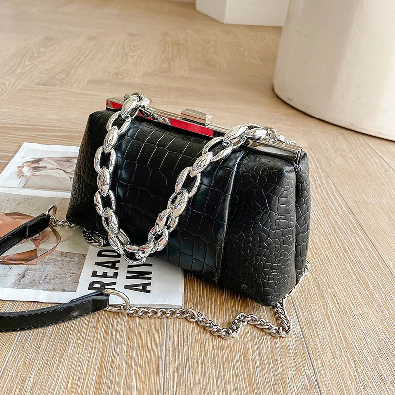 Stone Pattern Chain Tote Bag Women's Handbag