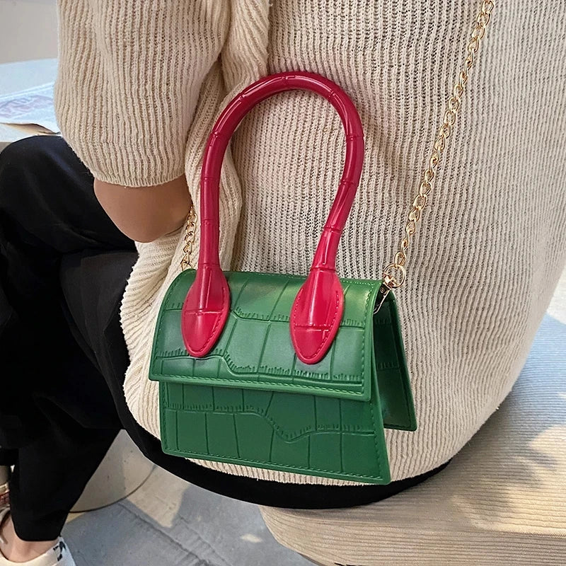 Stone Pattern Mini Tote Bag Summer High-Quality PU Leather Women's Handbag