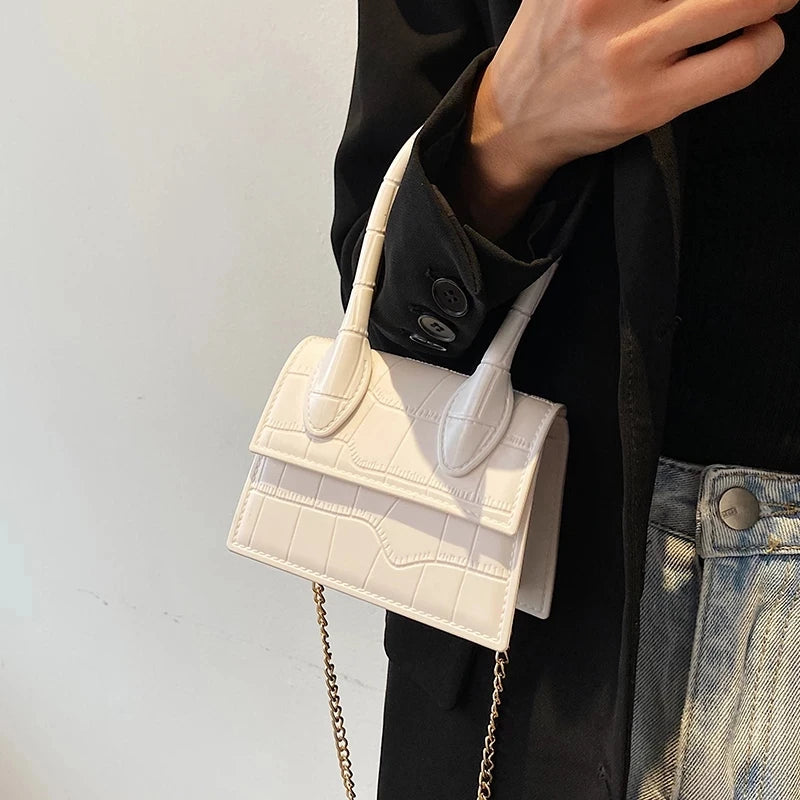 Stone Pattern Mini Tote Bag Summer High-Quality PU Leather Women's Handbag
