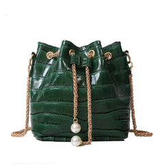 Stone-Patterned Lacquer Portable Bucket Bag