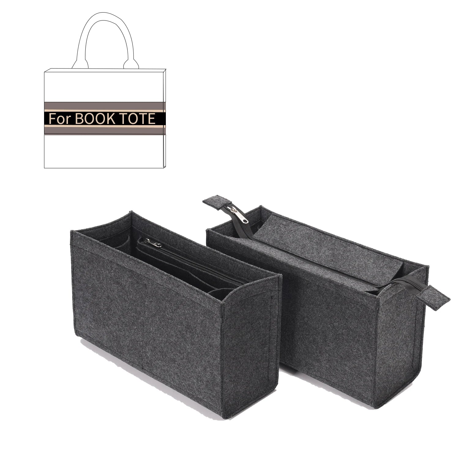Felt Storage Purse Organizer Insert with Zipper - Handbag & Tote Shaper