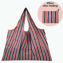 Portable Grocery Stripe Nylon Eco Shopping Bag Reusable Foldable Tote