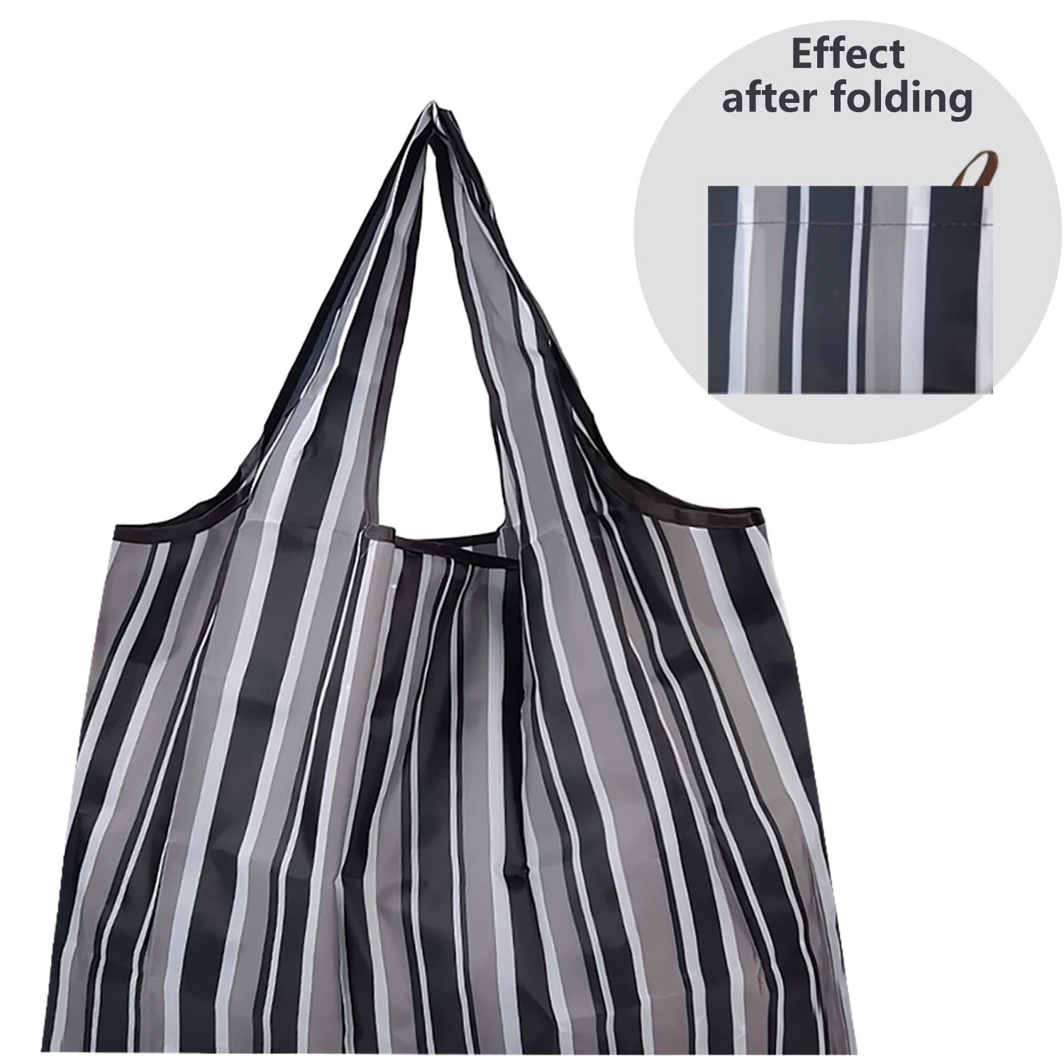 Portable Grocery Stripe Nylon Eco Shopping Bag Reusable Foldable Tote