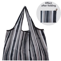 Portable Grocery Stripe Nylon Eco Shopping Bag Reusable Foldable Tote