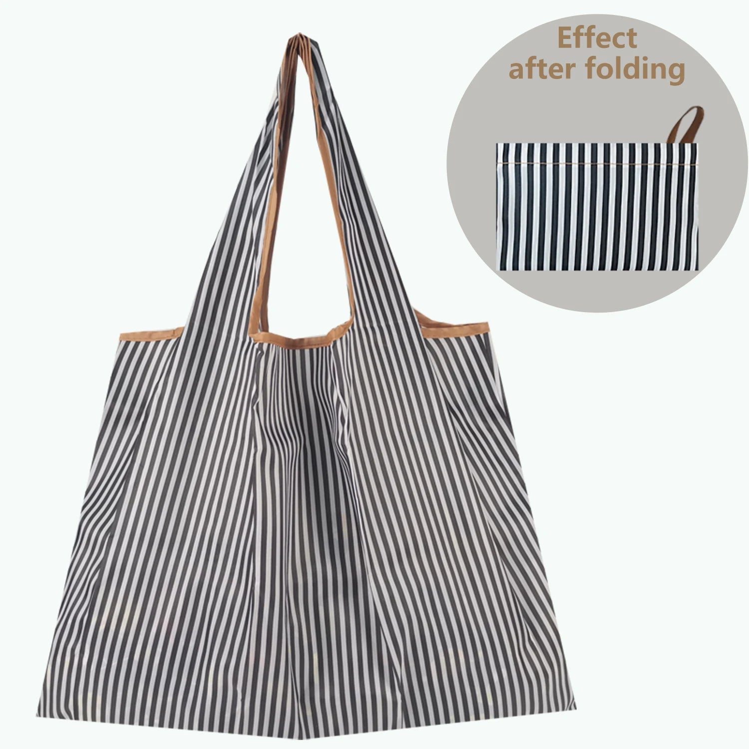 Portable Grocery Stripe Nylon Eco Shopping Bag Reusable Foldable Tote