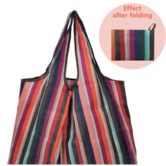 Portable Grocery Stripe Nylon Eco Shopping Bag Reusable Foldable Tote